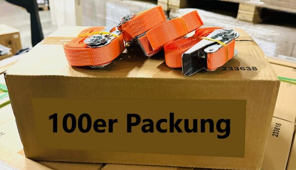 100 x Spanngurte LC 800 daN in der Umreifung 4 Meter Orange